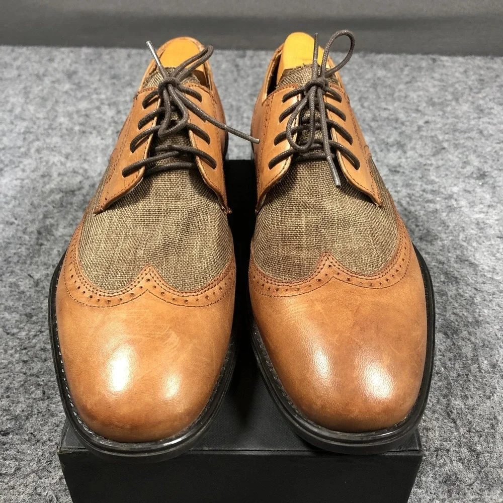 JBE Jean Baptiste Ebrard Shoes Mens Size 11-11.5 Brown Leather Wingtip Brogue